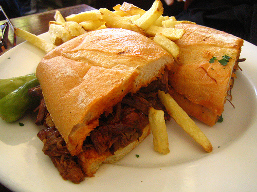 Tasty grassfed beef barbecue sandwich